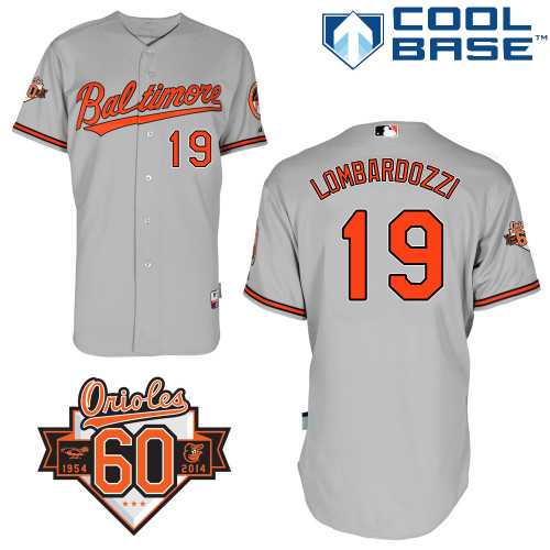 Steve Lombardozzi #19 Youth Baseball Jersey-Baltimore Orioles Authentic Road Gray Cool Base MLB Jersey